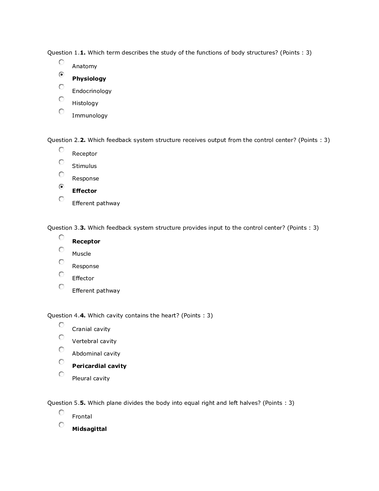 Preview of ANATOMY BIO 251 Week 5 Quiz 1/ANATOMY BIO 251 Week 5 Quiz 1_Verified Answers.Chamberlain C